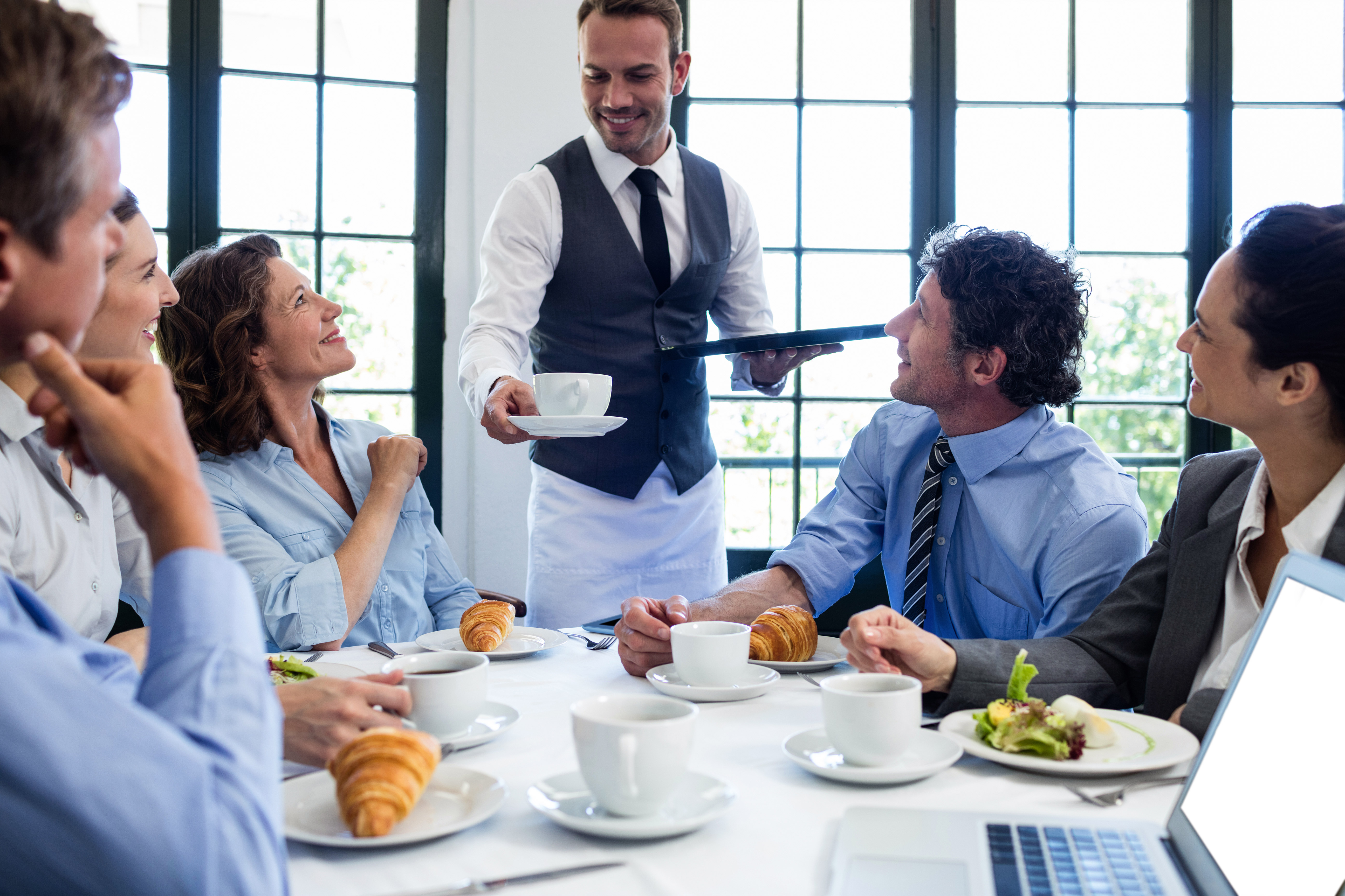 A waitress serving